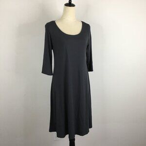 EILEEN FISHER Dark Gray Short Sleeve Basic Jersey Dress